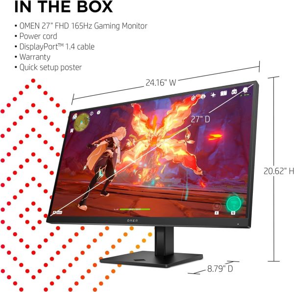 HP OMEN 27" FHD Gaming Monitor - 165Hz, 1ms, IPS, NVIDIA G-SYNC Compatible, AMD FreeSync Premium - Image 2