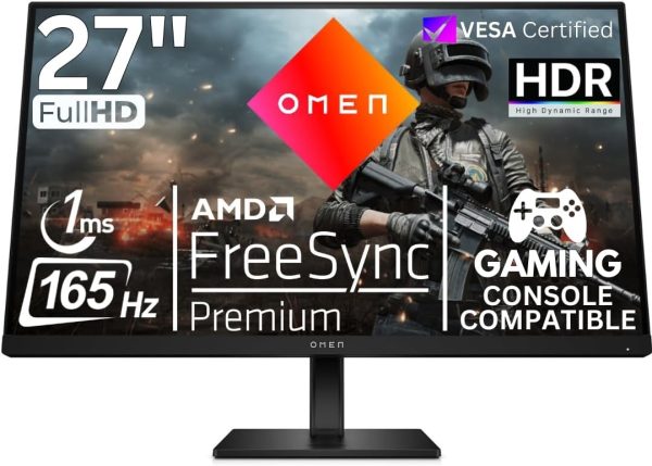 HP OMEN 27" FHD Gaming Monitor - 165Hz, 1ms, IPS, NVIDIA G-SYNC Compatible, AMD FreeSync Premium